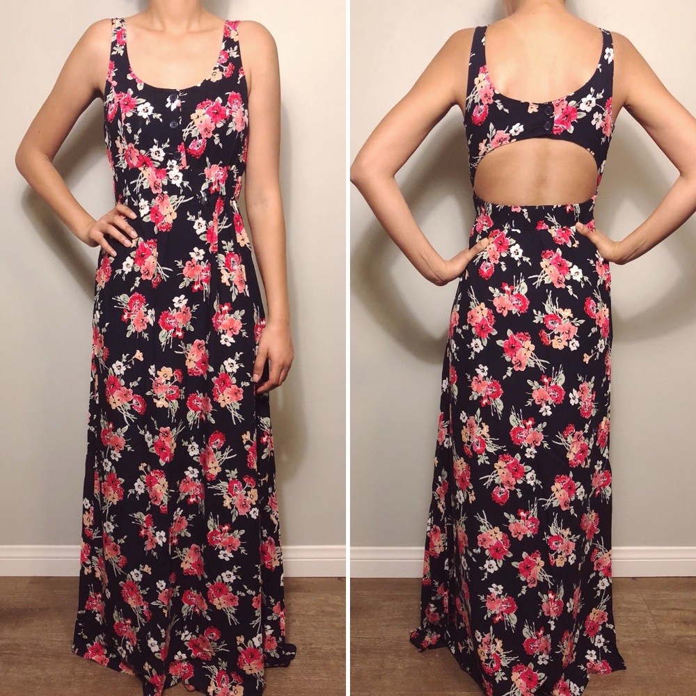 Open Back Floral Maxi Dress